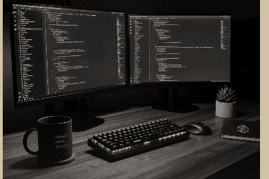 an image displaying a typical workstation of a web developer